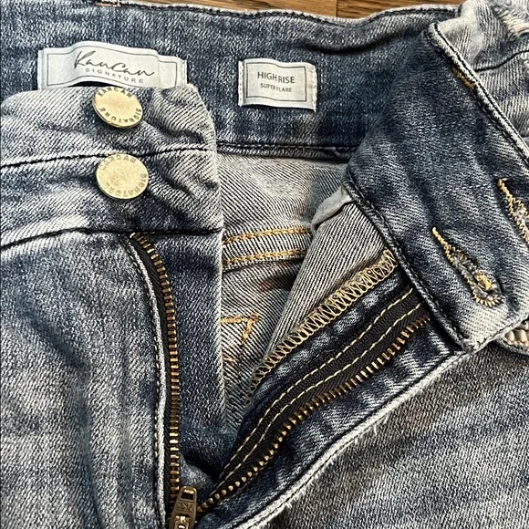 KanCan High Rise Super Flare Jeans 28 Distressed Denim Medium Stretch Boho 30 - Picture 10 of 12